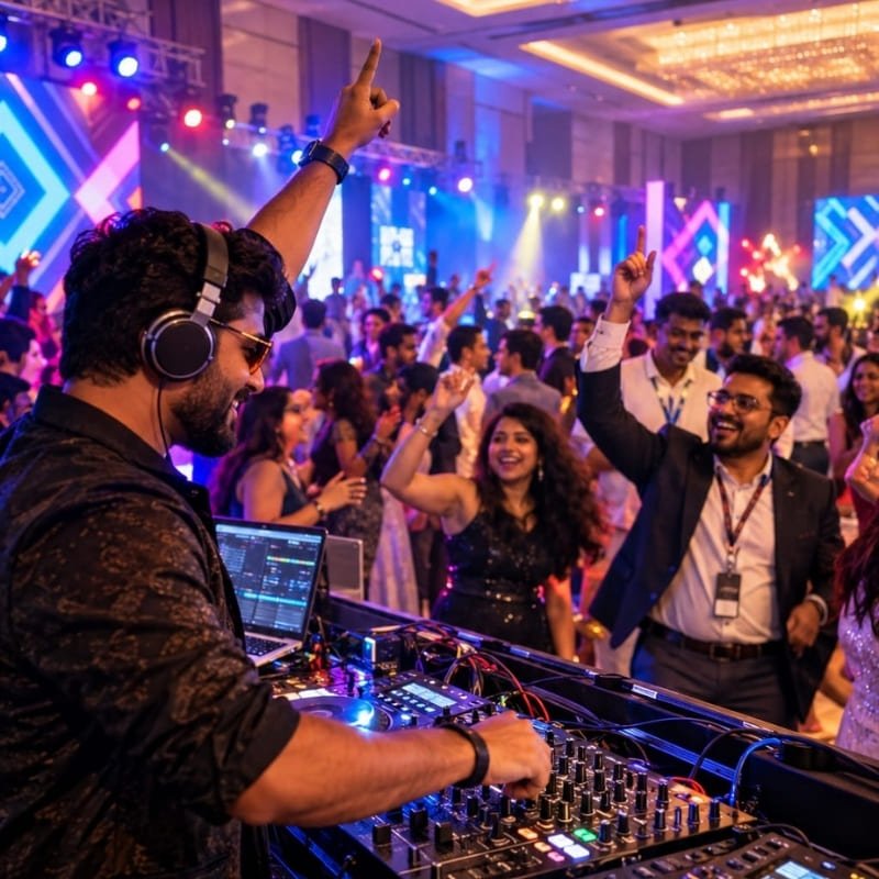Corporate DJ performing at an office party in Bangalore